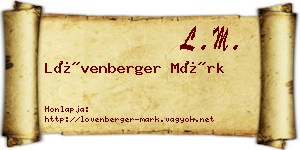Lövenberger Márk névjegykártya